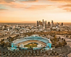 DODGER STADIUM Photo Picture LOS ANGELES DODGERS LA City Skyline Dusk 8x10 11x14 - Picture 1 of 1