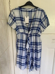 BNWT ZARA BASIC DENiM PLUNGE V NECK WRAP AROUND STYLE DRESS,Si SMALL,RRP £29.99 - Picture 1 of 7