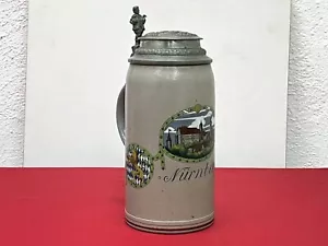 Bierkrug mit Zinndeckel Nürnberger Gänsemännchen Höhe 24 cm Sammlerstück - Bild 1 von 14