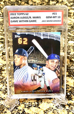 AARON JUDGE-ROGER MARIS 62 HOMERS 2022 TOPPS GRADED “GEM-MINT 10” #15! COA!