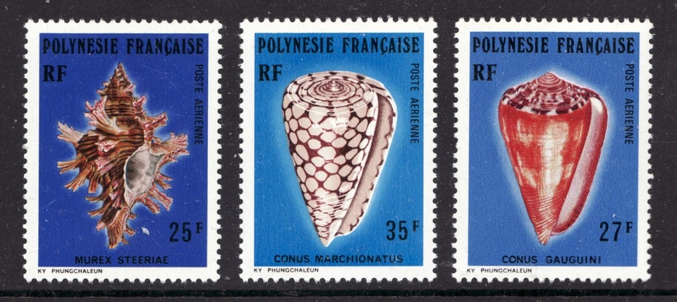 1977 French Polynesia Sc# C138-40 Wonderful set of Sea Shells  MNH Cv$13.50 - Image 1 of 1