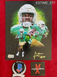 Foto firmada autografiada por Audric Estime 8x10 Notre Dame fútbol Beckett irlandés - Imagen 1 de 1
