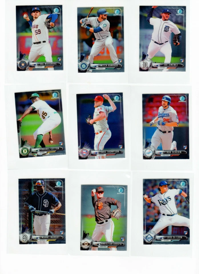 2017 Bowman Chrome RC MINI 9 Card Lot Haniger, Margot, Segedin, Cotton, Thompson - Image 1 of 1