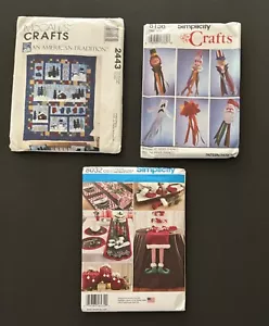 3 Craft Sewing Patterns Uncut McCalls Quilt Simplicity Windsocks Christmas Decor - Picture 1 of 8