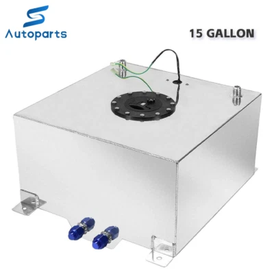 15 GALLON LIGHTWEIGHT POLISHED ALUMINUM RACE DRIFT FUEL CELL TANK+LEVEL SENDER - Image 1 of 4