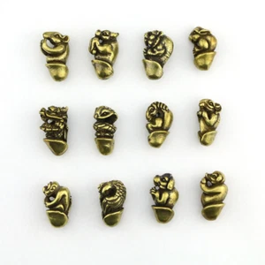 Chinese Old Bronze Art Collectable brass Zodiac Bullets Fun Ornament Crafts - Bild 1 von 11