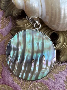 Charles Albert Iridescent Abalone & Sterling Silver Handcrafted Pendant Necklace - Picture 1 of 13