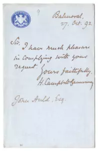 Henry Campbell Bannerman signierter Brief 1892/autogrammierter britischer Premierminister - Bild 1 von 1