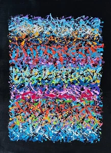 Yoav Pour Hand Signed 5/95 hand Embellished colorful abstract art on canvas - Picture 1 of 10