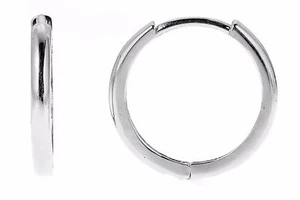 10K Real White Gold Baby Huggy Huggies Hoops Earrings 10mm - Picture 1 of 6