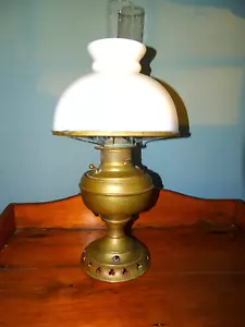Antique Kerosene Lamp Electrified Old Milk Glass Shade - Picture 1 of 11