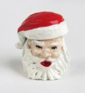 Vintage Dollhouse Miniature Painted Metal Santa Claus 3/4" Lidded Container - Picture 1 of 4