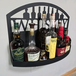 Bourbon Whiskey and Spirits Modern Shelf - custom steel - wall mount or tabletop - Picture 1 of 5