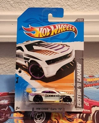 Hot Wheels #226 Custom '11 Camaro 2012 blanco código 1/22 coches '12 llanta púrpura PR5 Foto 1 de 3