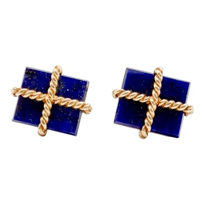 Tiffany & Co Midcentury Lapis Lazuli 14k Yellow Gold Cufflinks - Image 1 of 3