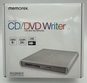 MEMOREX CD/DVD Writer - Slim External DVD 8x CDR 24x USB Powered Open Box - Picture 1 of 3