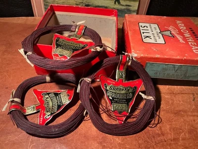 Línea de pesca con mosca de seda punta de flecha puestas de sol de 75 yardas de colección EE. UU. Talla G 18 lb con caja Foto 1 de 4