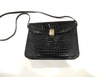Jay Herbert черная кожаная сумочка, крокодиловый принт, откидной замок - Изображение 1 из 4