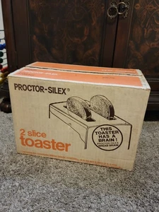 Tostadora de 2 rebanadas Proctor Silex T214w cromada y negra de colección EE. UU. NUEVA STOCK ANTIGUA NOS - Imagen 1 de 6