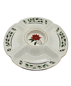 Piatto sezionale Royal Limited Holly Holiday Chip and Dip Natale - Foto 1 di 6