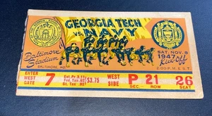 1947 Navy vs Georgia Tech College Football Baltimore Stadium Ticket Stub NCAA - Bild 1 von 4