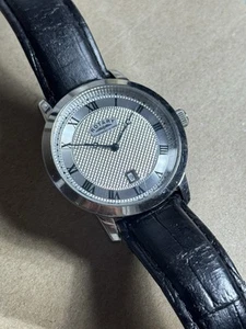 ROTARY 13607 Waterproof Men's Stainless Steel Silver Leather Strap Roman Dial - Picture 1 of 4