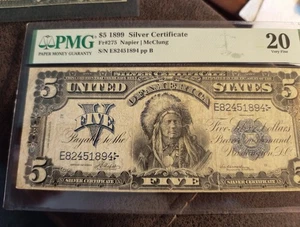 1899 $5 Silver Certificate Indian Chief PMG 20 - Picture 1 of 6