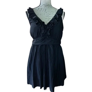 Bloomchic Black Ruffle One Piece Swimsuit Dress Size 14/16 - Picture 1 of 3
