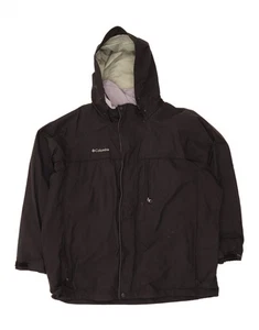 COLUMBIA Mens Interchange Hooded Rain Jacket UK 42 XL Black Nylon DQ26 - Picture 1 of 4