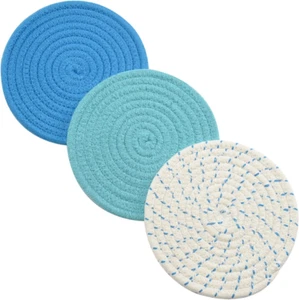 Kitchen Pot Holders Set Trivets Set 100% Pure Cotton Thread Weave Hot Pot Holder - Picture 1 of 9