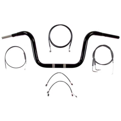 1 1/4" BBlack 10" Ape Hanger Handlebar Kit 2011-2015 Harley Softail Fatboy NoABS Foto 1 de 2