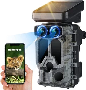 Trail Camera Solar Powered WiFi 60MP 4K UHD Wildlife Hunting Camera Dual Lens - Picture 1 of 7