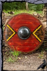 Escudo Larp sirviente vikingo Thegn escudo redondo grano de madera - rojo Epic Armoury - Imagen 1 de 1