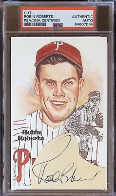 ROBIN ROBERTS SIGNED AUTOGRAPHED CUT PSA/DNA PHILADELPHIA PHILLIES HOF - Image 1 of 2