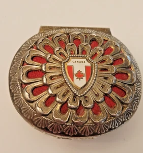 Trinket / Jewelry Box, Silver Tone, Canada Emblem - Picture 1 of 7