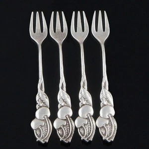 4 Stunning c1913 Tiffany & Co. Cherry Pattern Cocktail Sterling Silver Forks - Picture 1 of 6