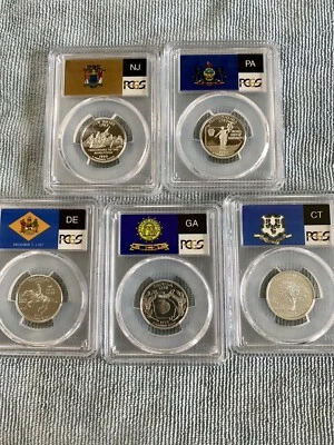 1999-S 25C 5 Coin Proof Set PCGS PR69DCAM Silver Quarter Set San Francisco Mint - Image 1 of 4