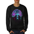 Wellcoda Bull Space Galaxy Animal Mens Sweatshirt, Horn Casual Pullover Jumper
