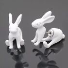 Bunny Rabbit Earrings White Easter 3D Punk Studs