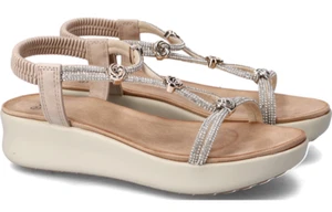 EXE BZX33170 002 SANDALI SCARPE DONNA FIBBIA CINTURINO ALLA CAVIGLIA BEIGE - Imagen 1 de 2