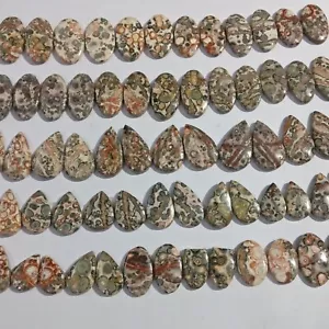 Coppia di cabochon sciolti in pelle di leopardo naturale con pietre preziose artigianali - Foto 1 di 5