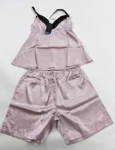Alexander Del Rossa Satin Pajamas Camisole Top + Shorts Womens Large Polka Dot - Picture 1 of 2