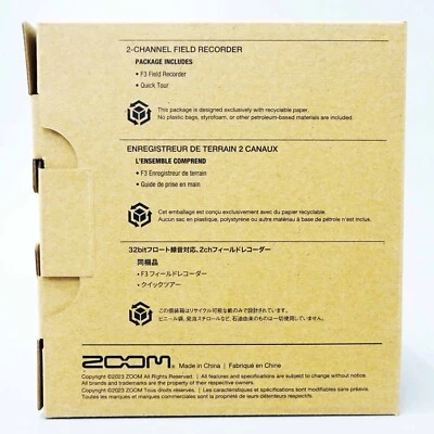 Zoom F3 Field Recorder 2 Channel Input 32bit Float Recording Black Japan NEW - Image 1 of 4