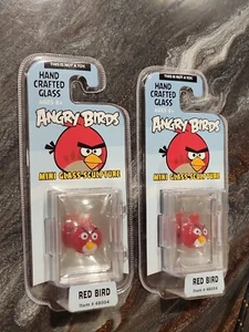 #192 Qty.2 Angry Birds Mini Hand Crafted Glass Sculpture Red Bird LIMITED - Picture 1 of 3