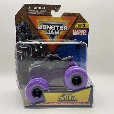 Series 2 Monster Jam Marvel Black Panther 1:64 Monster Truck With Flag