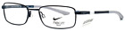 NIKE with FLEXON 4640 425 Satin Navy Unisex Kids Rectangle Eyeglasses 48-17-130