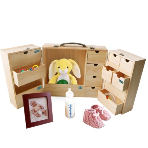 Vencer DIY Baby Keepsake Box with Handwritten Label - Wood Newborn Memory Org...