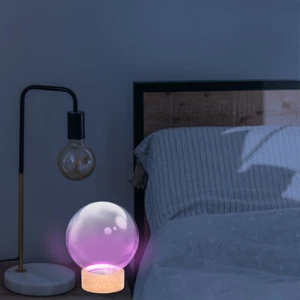 Wooden LED Light Display Pedestal Wooden Light Base Crystal Ball Round Display - Picture 1 of 12