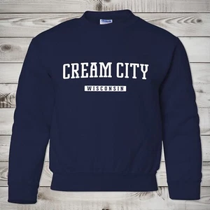 Cream City Sweatshirt for Kids | Cream City Wisconsin Youth Crewneck Sweatshirt - Picture 1 of 6