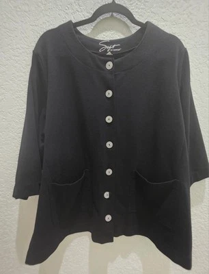 Chaqueta Cárdigan Soft By Avenue Talla 18/20 Negra Abotonada Oficina Viaje Preppy Foto 1 de 4